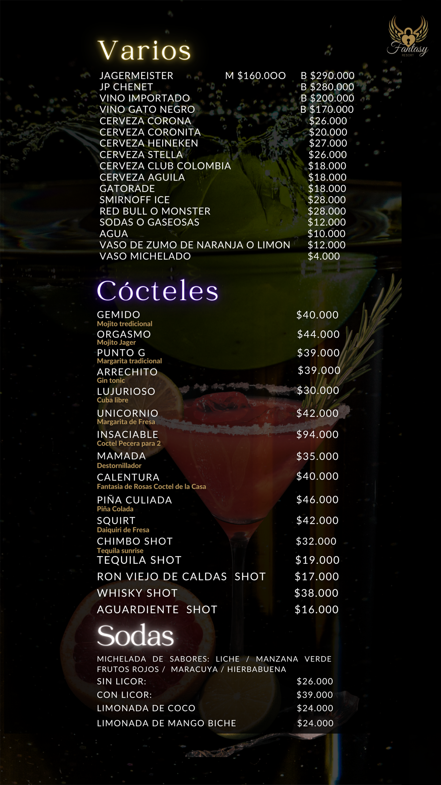 Cócteles especiales servidos en bar erótico y club swinger en Medellín